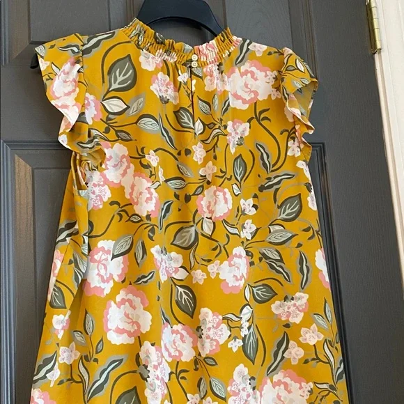 LOFT Yellow and Gray Patterned Blouse - Picture 3 of 4